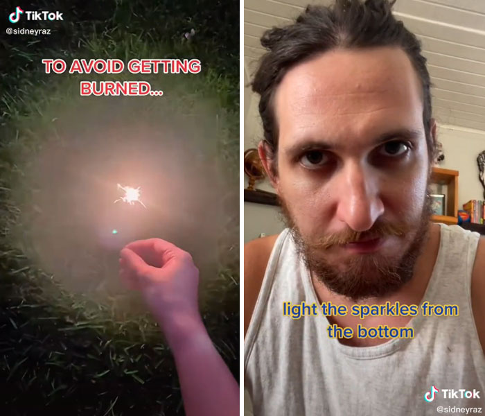 To Avoid Getting Burned, Light The Sparkles From The Bottom