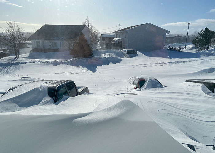 St. John’s, Newfoundland, Canada. 75+ Cm Of Snow In Less Than 24 Hours. We Can Barely See The Top Of Our Honda Civic To The Right Of Our Truck