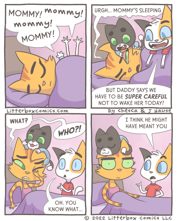 I Draw My Family As Cats In These 30+ Mom Comics