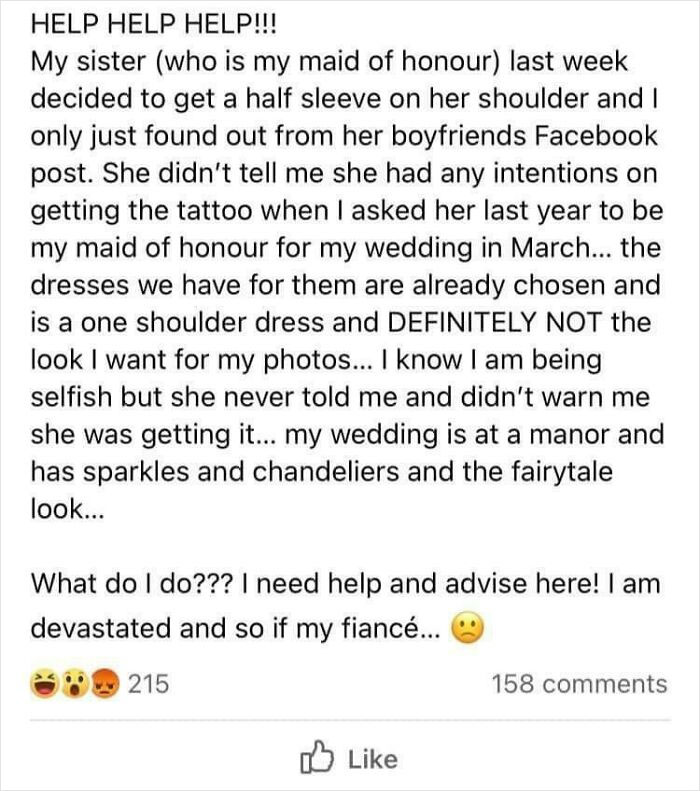 God Forbid Her Sister Getting A Tattoo Before The Wedding!