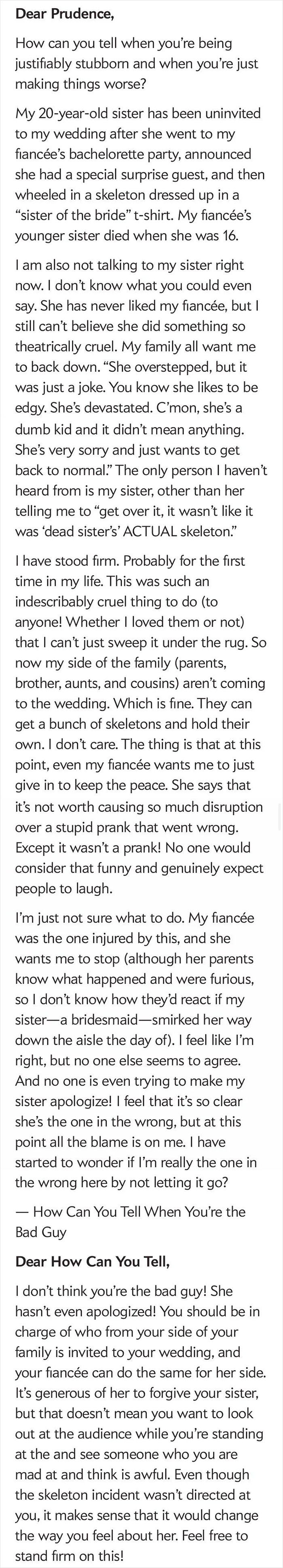 Bridesmaid/Sil From Hell From Dear Prudence