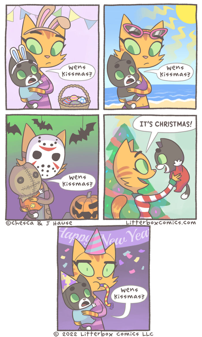 I Draw My Family As Cats In These 30+ Mom Comics