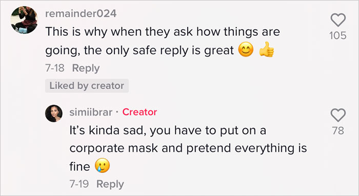 "This Is Why When They Ask How Things Are Going, The Only Safe Reply Is 'Great'": Woman Shares Toxic Things Her Manager Said When She Was Feeling Burnt Out