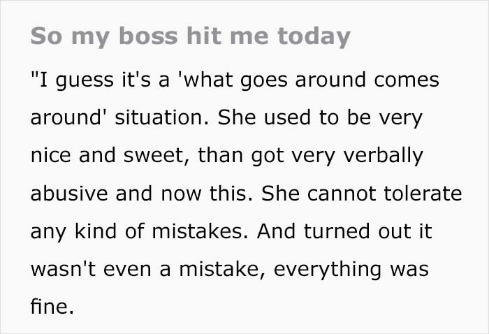 "So My Boss Hit Me Today": Employee Says Boss Hit Her Seven Times With "Absolute Rage", Asks The Internet For Advice