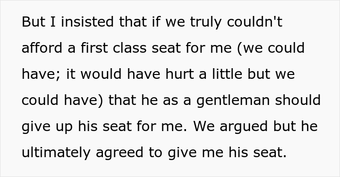 "How Very 1950s Of You": Woman Gets A Reality Check After Taking Husband's First Class Seat And Making Him Fly Coach