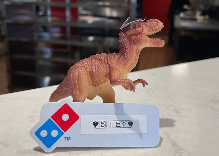 Domino&rsquo;s Staff Make A Lost Toy Dino An Employee For The Night Until Its Family Come To Bring It Home