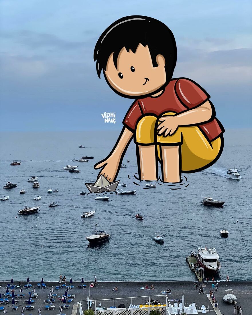 Artist Inserts Drawings Into Real World Situations And The Result Is Very Cute (42 Pics)