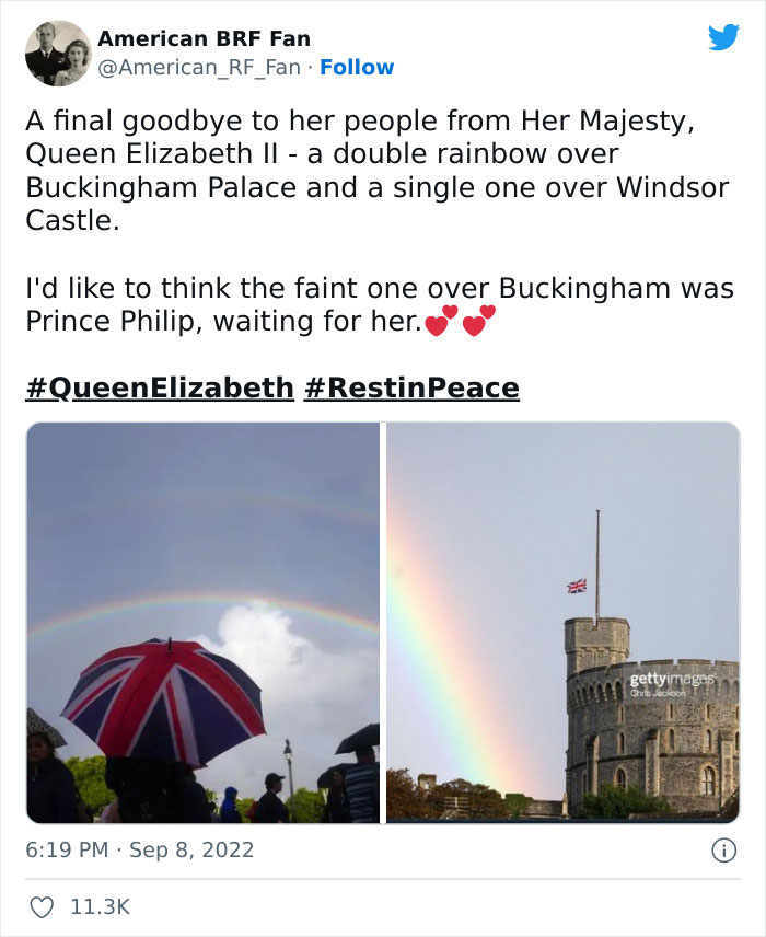 Hours After Queen Elizabeth Passed, British Skies Were Full Of Rainbows And Clouds Resembling The Queen Hours After Queen Elizabeth Passed, British Skies Were Full Of Rainbows And Clouds Resembling The Queen