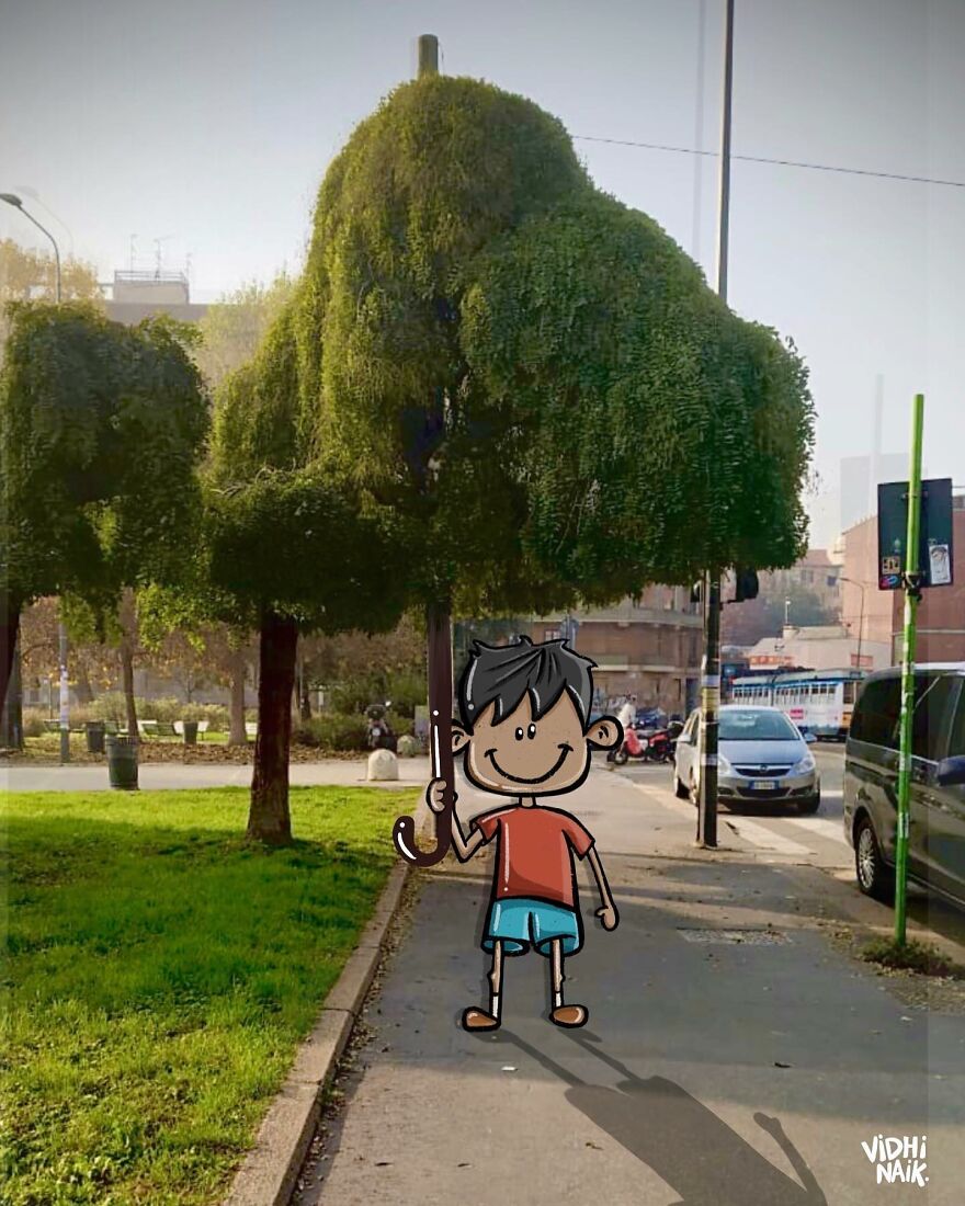 Artist Inserts Drawings Into Real World Situations And The Result Is Very Cute (42 Pics)