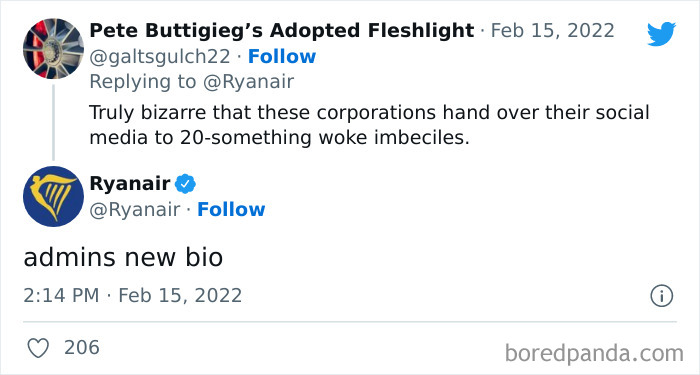 Screenshot of a Ryanair Twitter reply showcasing savage roasts from Ryanair’s social media interaction.