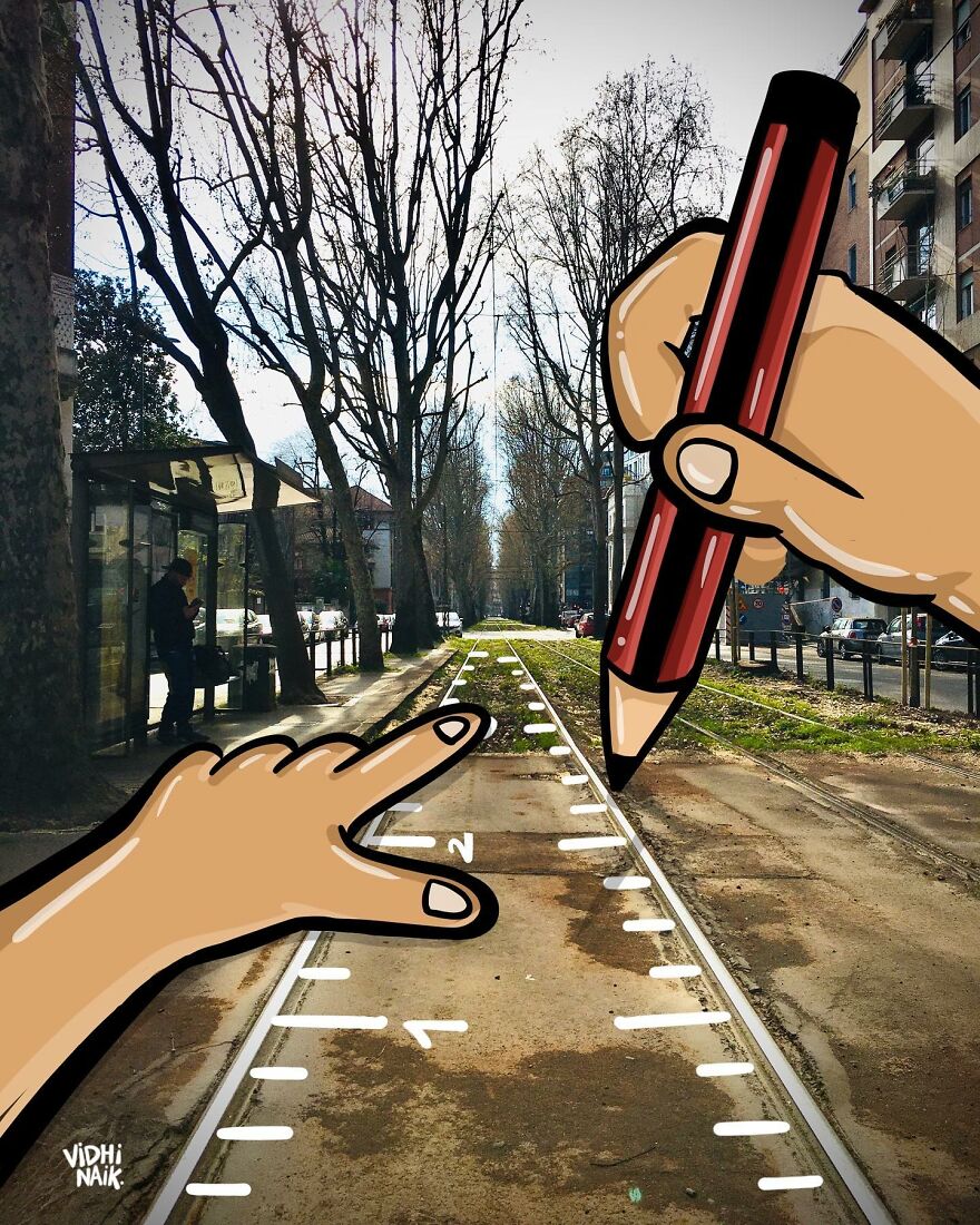 Artist Inserts Drawings Into Real World Situations And The Result Is Very Cute (42 Pics)