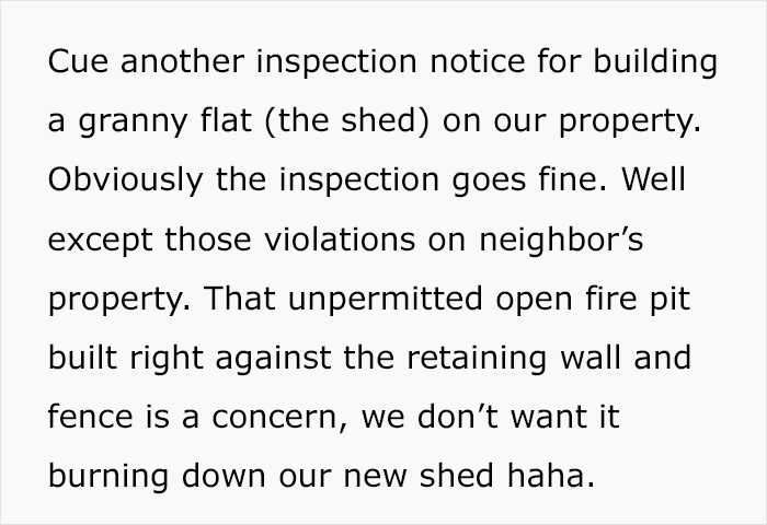 Woman Is Upset That Neighbors’ Shed Is Too Big, Calls Inspector, Regrets It When They Maliciously Comply Woman Is Upset That Neighbors’ Shed Is Too Big, Calls Inspector, Regrets It When They Maliciously Comply