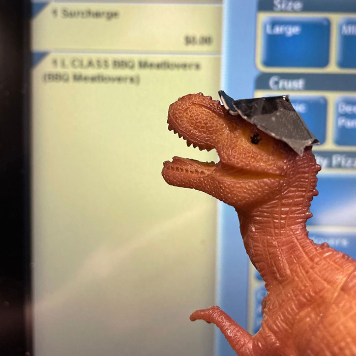 Domino&rsquo;s Staff Make A Lost Toy Dino An Employee For The Night Until Its Family Come To Bring It Home