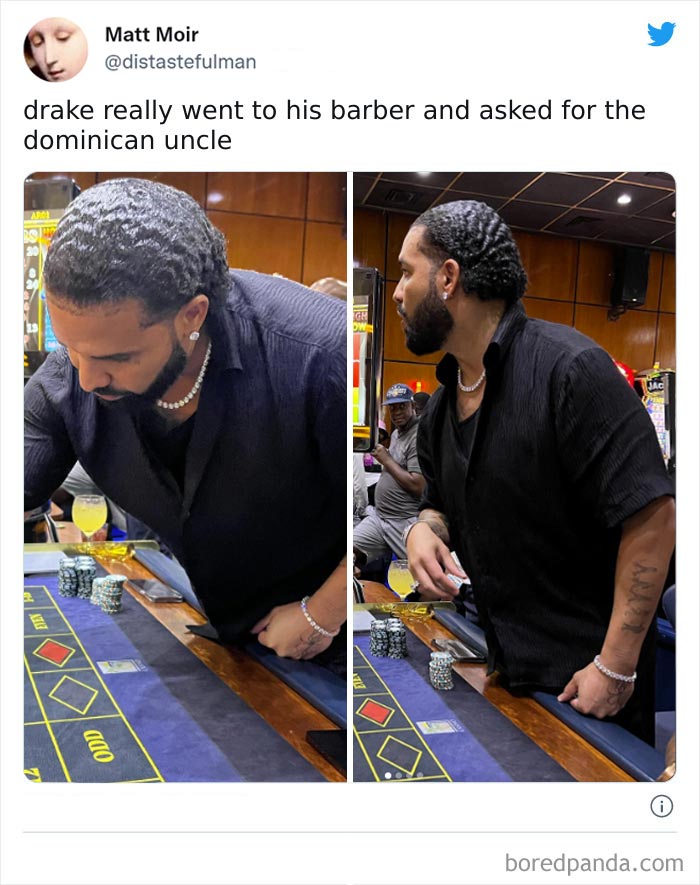 Man with braided hairstyle standing at a casino table, showcasing a unique haircut idea.
