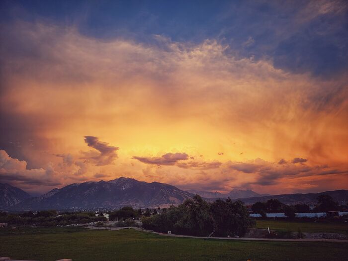 Backside Of A Sunset - Lone Peak, Ut From My Backyard