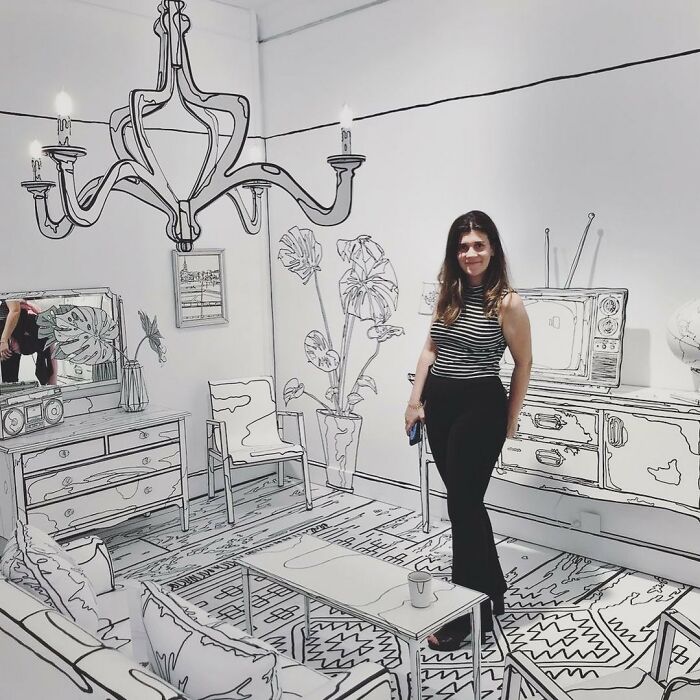 Artist Paints Home Interior In An Unusual Way To Create A 2D Illusion, And Here Are 33 Pictures Of Her Work