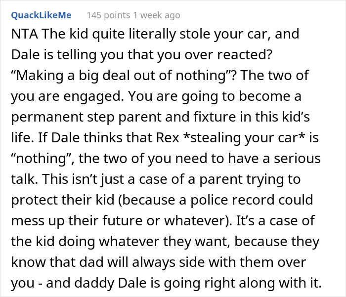 Woman's 16-Year-Old Stepson Steals Her Car, She Then Calls Off Her Engagement To His Dad Woman's 16-Year-Old Stepson Steals Her Car, She Then Calls Off Her Engagement To His Dad