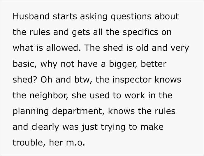 Woman Is Upset That Neighbors’ Shed Is Too Big, Calls Inspector, Regrets It When They Maliciously Comply Woman Is Upset That Neighbors’ Shed Is Too Big, Calls Inspector, Regrets It When They Maliciously Comply