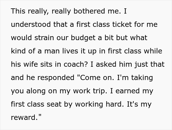 "How Very 1950s Of You": Woman Gets A Reality Check After Taking Husband's First Class Seat And Making Him Fly Coach