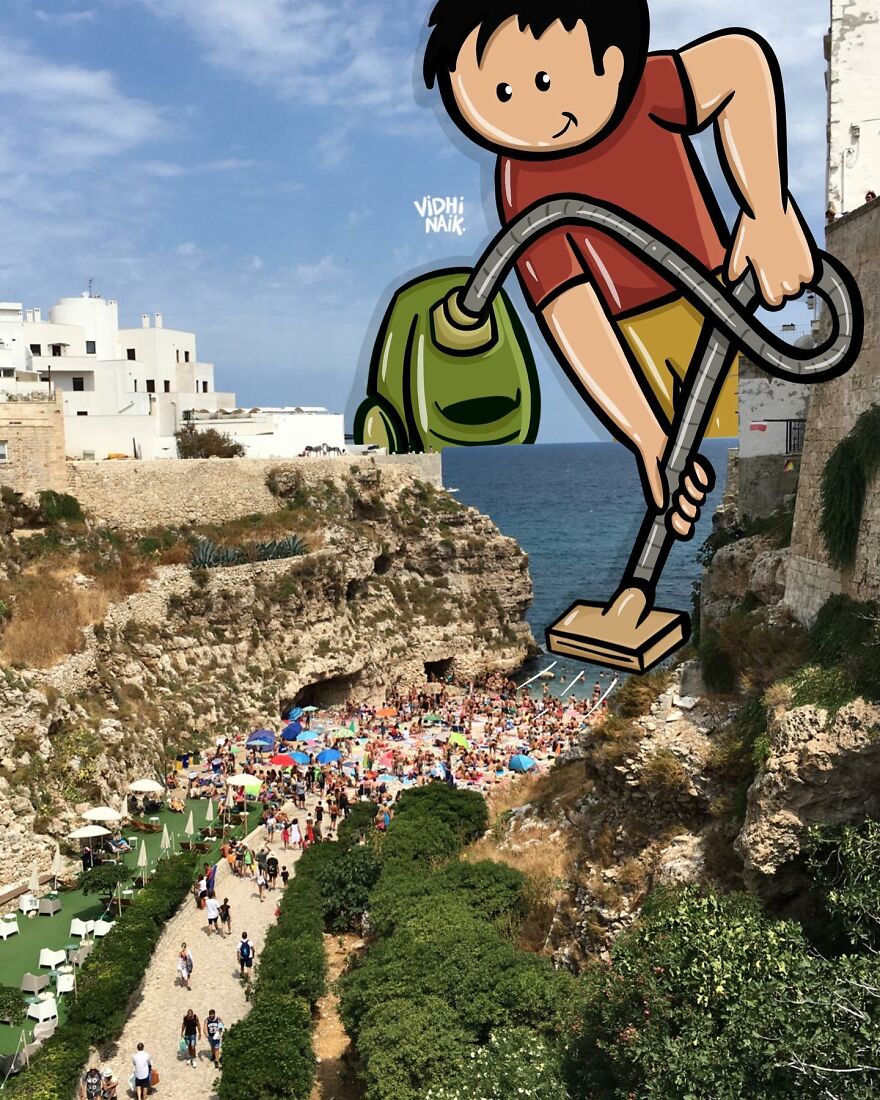 Artist Inserts Drawings Into Real World Situations And The Result Is Very Cute (42 Pics)