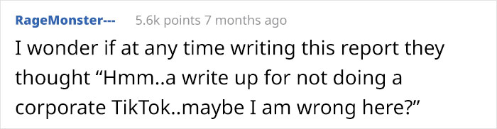 “I Don’t Make Enough Money For This”: Worker Gets Suspended For Refusing To Take Part In A "Mandatory" TikTok Challenge, Quits “I Don’t Make Enough Money For This”: Worker Gets Suspended For Refusing To Take Part In A "Mandatory" TikTok Challenge, Quits