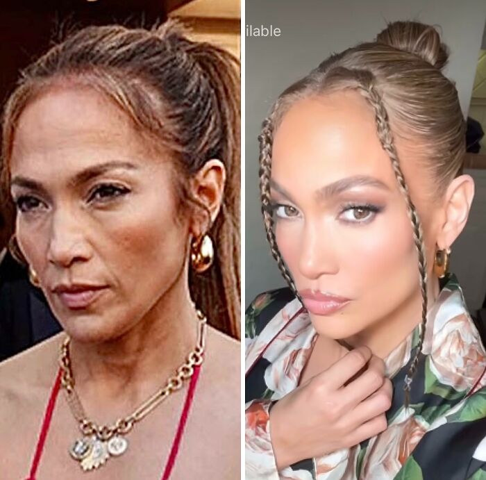 Side-by-side comparison showing Instagram reality community exposing the fakest photos online with makeup and lighting effects.