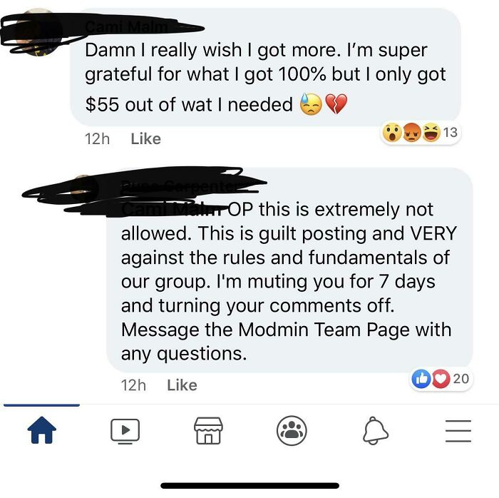 Screenshot of a social media conversation showing spoiled people making ridiculous birthday requests and moderators enforcing rules.
