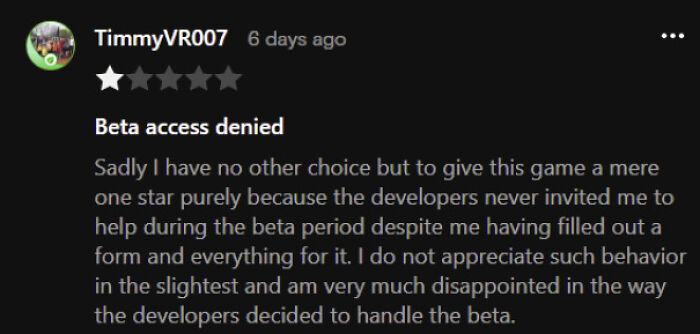 How Dare They Not Give Me The Game For Free? One Star