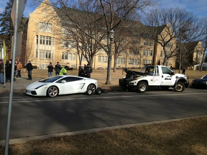 Yesterday This Guy Peeled Out Of The Lot After Class And Nearly Hit Me. Today? Karma