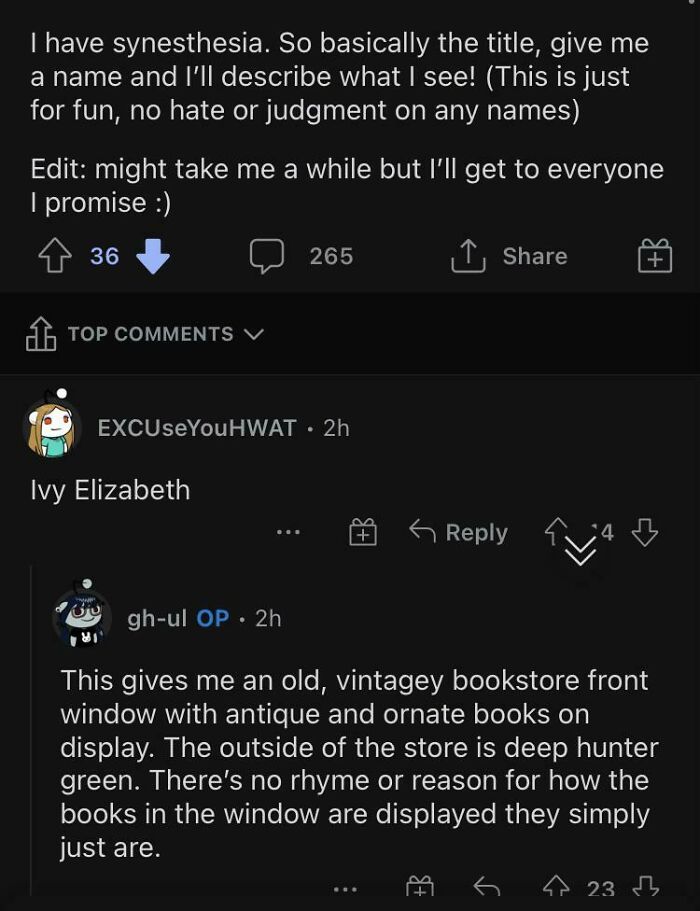 This Is Literally Not What Synestesia Is. Literally Anyone Can Feel A ‘Vibe’ From A Name