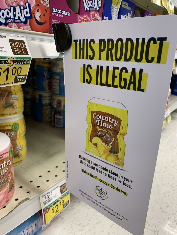 This Sign In My Local Grocery Store Warning That Lemonade Stands Are Illegal In Minnesota