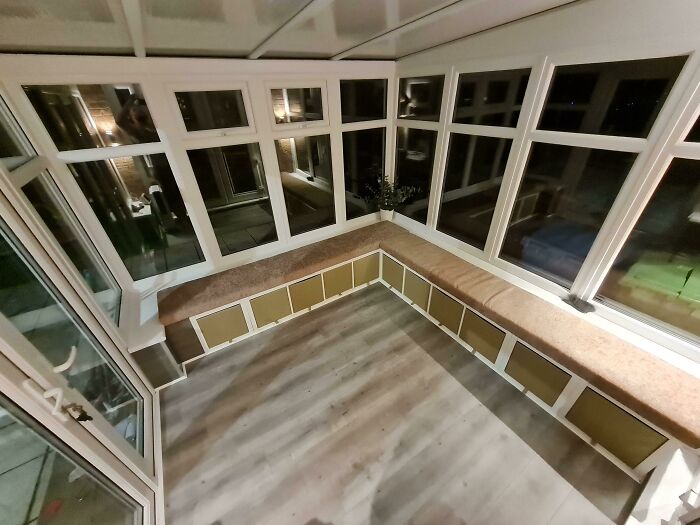 Small Conservatory Using Kallax As Seating And Toy Storage