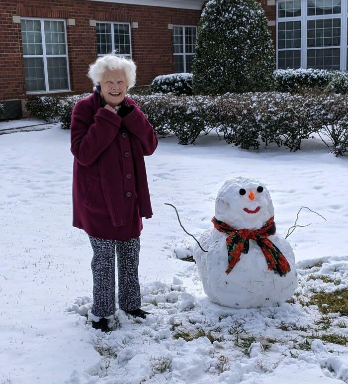 My Grandmother Built A Snowman And They Both Have The Best Smiles