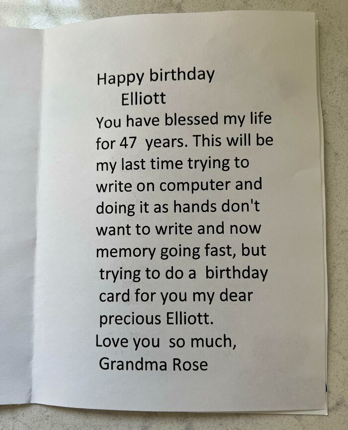 My 98-Year-Old Grandma Has Been Making Me Birthday Cards For Years. This One Is The Most Plain Of Them All, But Meant The Most