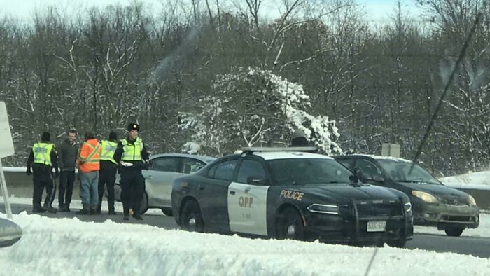 En Route To Guelph, We Drove By An Accident With Unusually Happy “Victims”