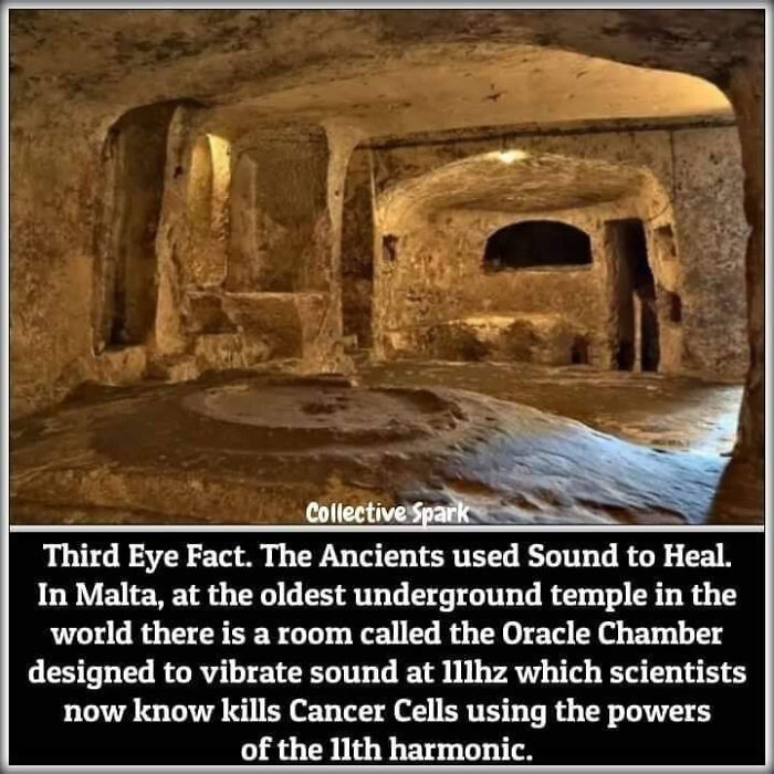 Ancient underground temple in Malta called Oracle Chamber used sound frequencies linked to science and healing claims.