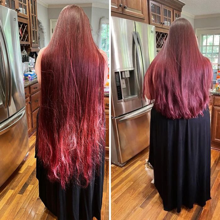 I Braced Myself And Got Rid Of The Very Dead Ends Today The Stylist Had Never Seen Hair So Long & Had To Crouch On The Floor For The Initial Chop