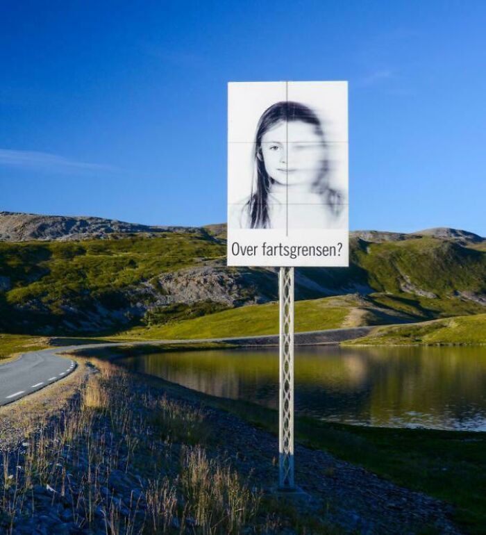 Norwegian Road Sign Saying "Over The Speed Limit?"