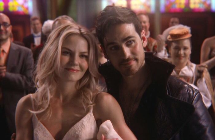 Killian and Emma Swan smiling