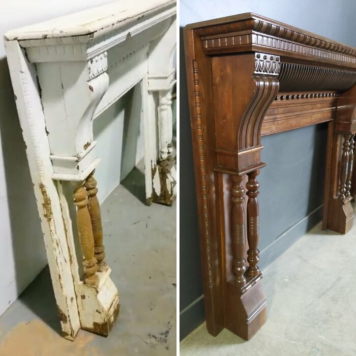 Painted Antique Mantle Restoration Transformation