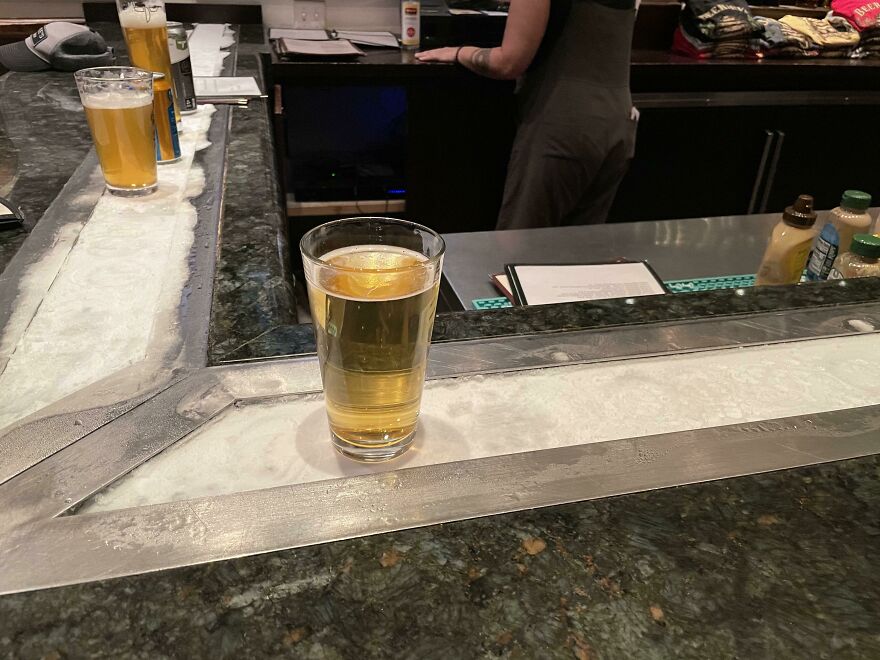 This Bar Has A Chilled Strip To Keep Your Drinks Cold This Bar Has A Chilled Strip To Keep Your Drinks Cold