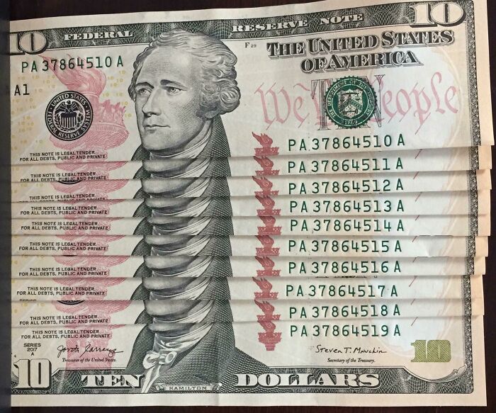 I Got Cash From The Bank, And All The Bills Were In The Same Sequence