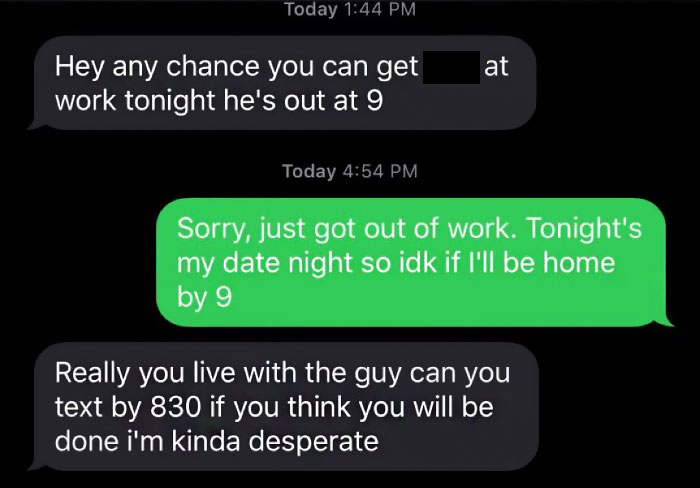 My Aunt Asks Me To Pick Up My Cousin At Least 3 Times A Week From Work. Easily A Quarter Of A Gas Tank Every Time. This Was Her Reaction When I Said No Tonight