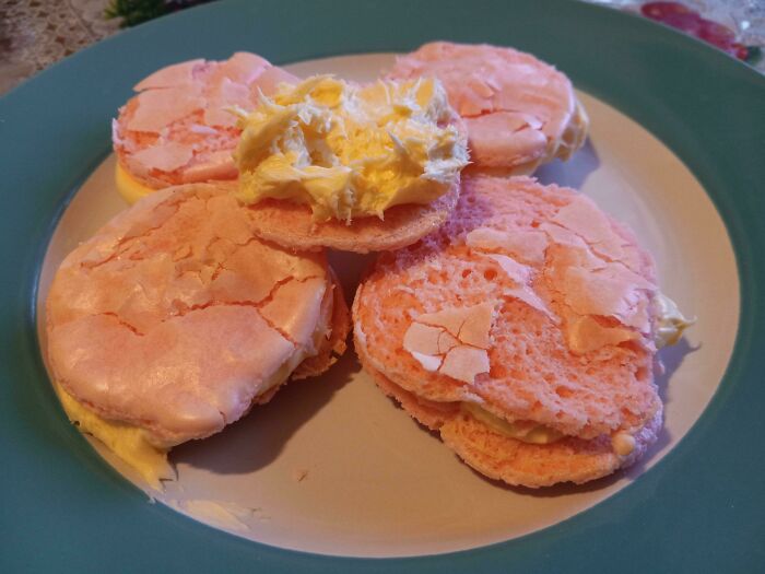 My Attempt At Macarons. Never Baked Something That Didn't Come From A Box Lol