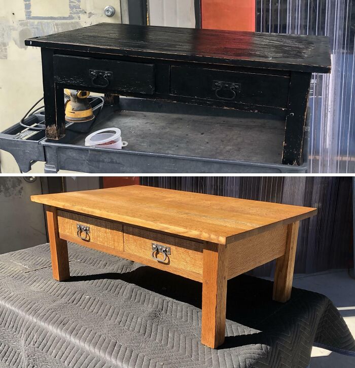 Stripped And Sanded This Mission Oak Coffee Table. Happy To See The Tiger Oak Back Out In The Open