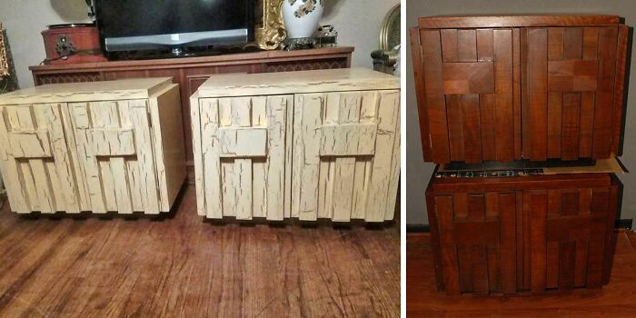 Before And After On My $70 Marketplace Find. Lane Brutalist Nightstands