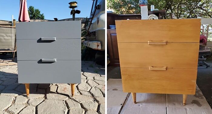 Found This At The Thrift Store And Figured I Had To Give It A Chance. I've Never Sanded, Stripped Or Finished Anything But I Figured It Couldn't Possibly Get Any Worse. They Also Ripped The Manufacturer Sticker Off The Inside Of The Top Drawer, So I Have No Clue Who Made It. Not Perfect But Better