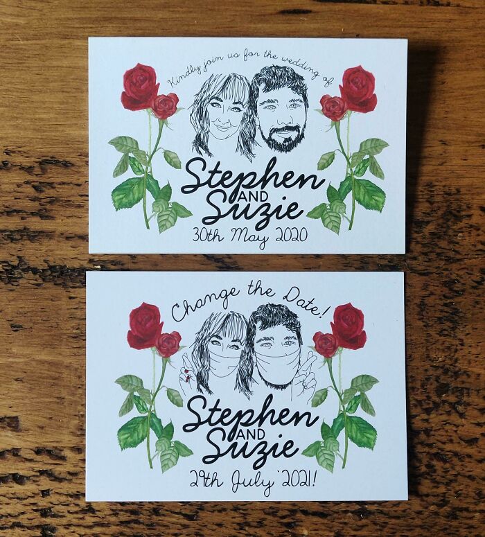 Our Original Invites vs. Our "Change The Dates" :)