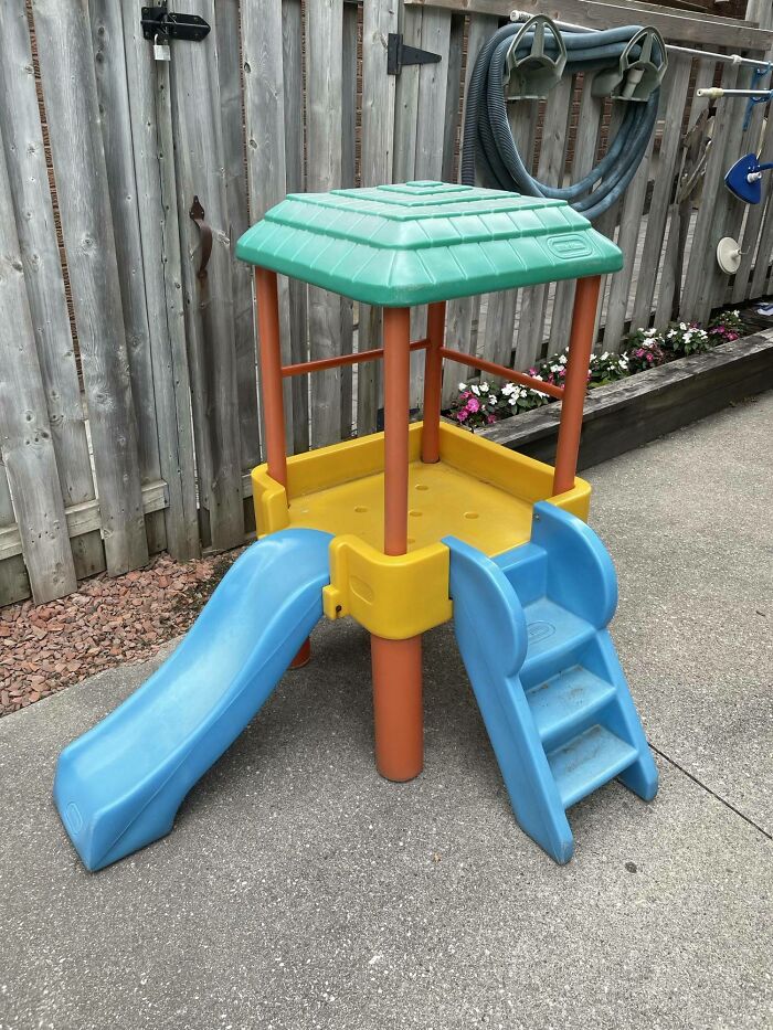Little Tykes Climber & Slide. My Grandfather Bought This For Me In 1985. It’s Entertained Countless Cousins And Nieces And Nephews. Now My Daughter Plays On It. Poolside Since 1995