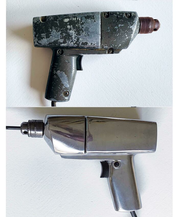 1970's Montgomery Ward Powr Kraft Drill. Before And After. Still Works Great
